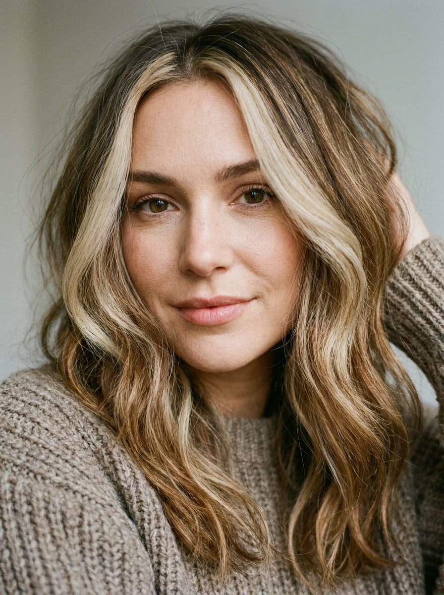 Dunkelblond mit Money Piece - Dunkelblonde Haare mit Highlights